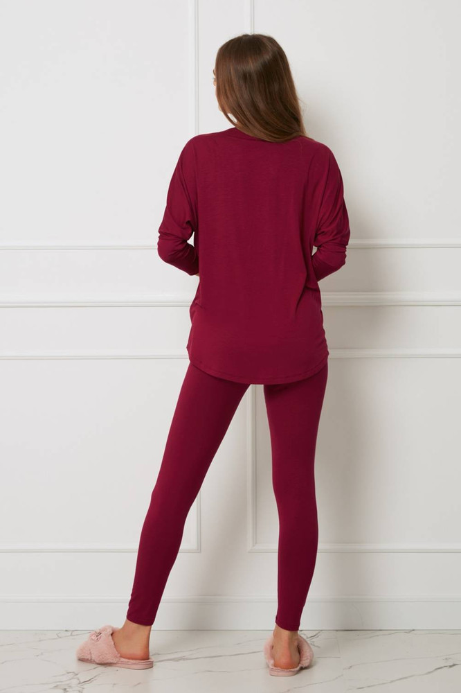 Komplet damski plus size z legginsami OH!ZUZA N&D H28 - żurawinowy