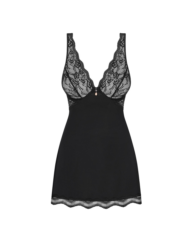Komplet Luvae babydoll i stringi - czarne - Obsessive