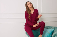 Komplet damski plus size z legginsami OH!ZUZA N&D H28 - żurawinowy