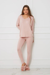 Komplet damski plus size z legginsami OH!ZUZA N&D H28 - różowy