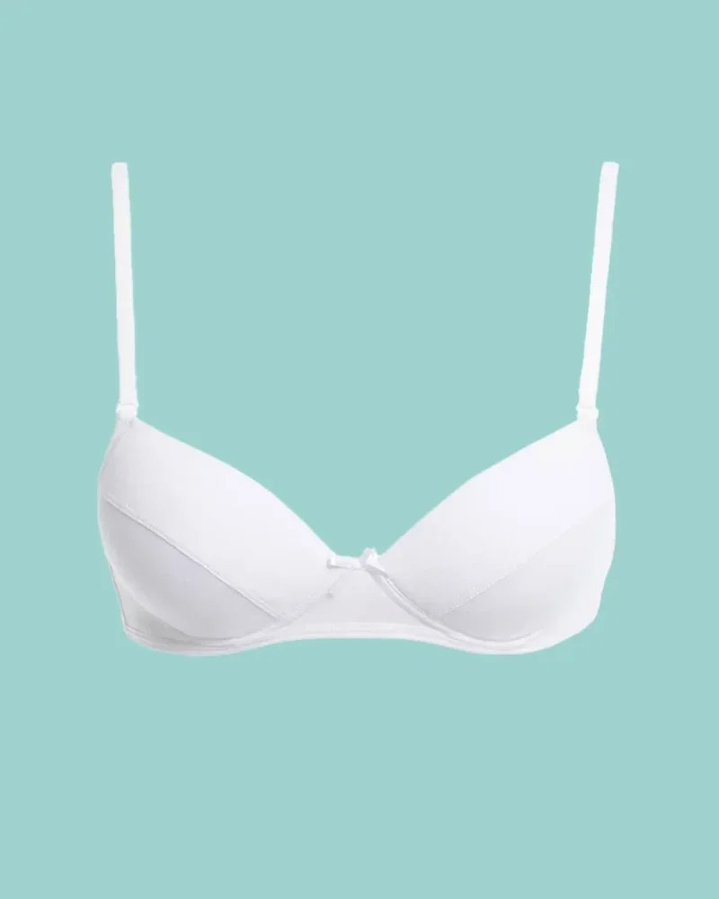 Key My First Bra TBC 024 bawełniany stanik dla nastolatek z odpinanymi ramiączkami - biały
