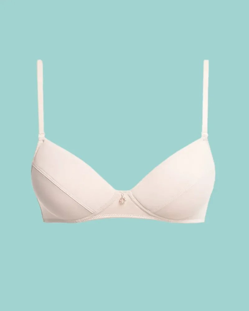 Key My First Bra TBC 122 stanik dla nastolatek z ozdobą i odpinanymi ramiączkami - beżowy