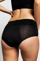 Majtki menstruacyjne z niskim stanem - czarne - chłonność MEDIUM