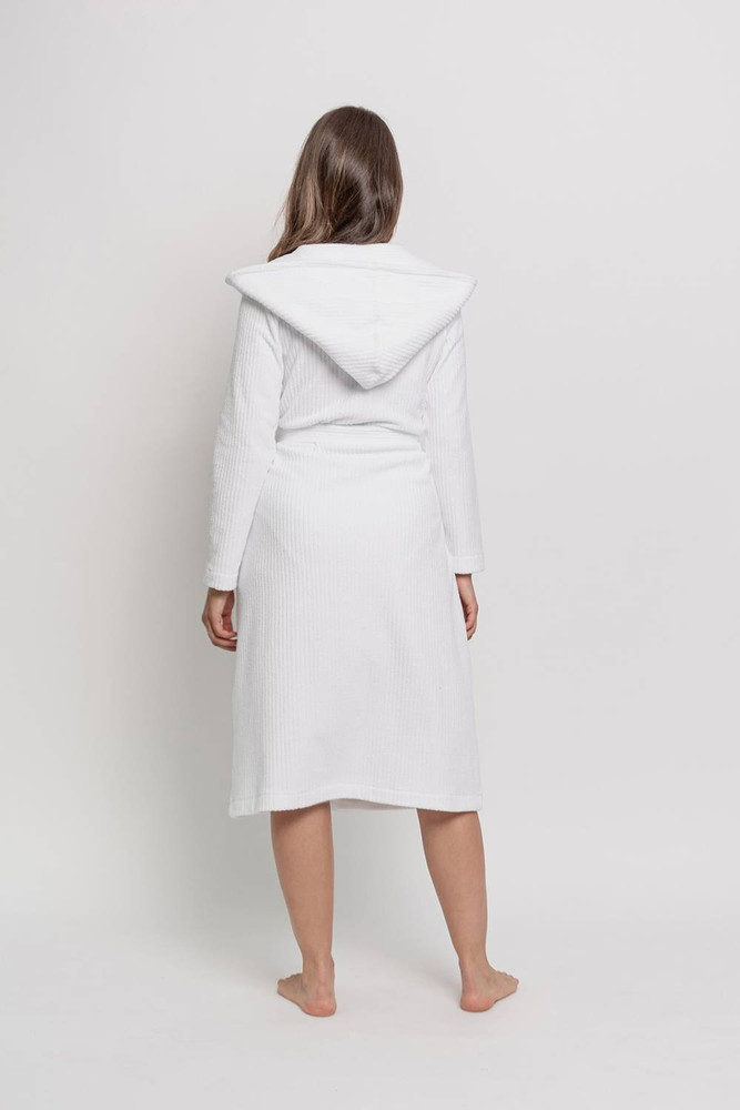 Szlafrok - z kapturem bawełniany plus size OH!ZUZA N&D R03 - śnieżna biel