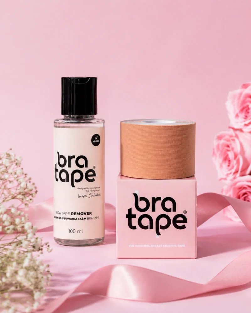 Bra Tape Zestaw 2w1 – taśma modelująca biust 5 cm i olejek do bezpiecznego usuwania taśmy