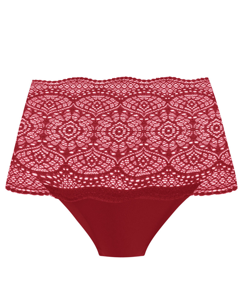 Lace Ease figi z wysokim stanem - czerwone ONE SIZE