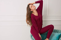 Komplet damski plus size z legginsami OH!ZUZA N&D H28 - żurawinowy