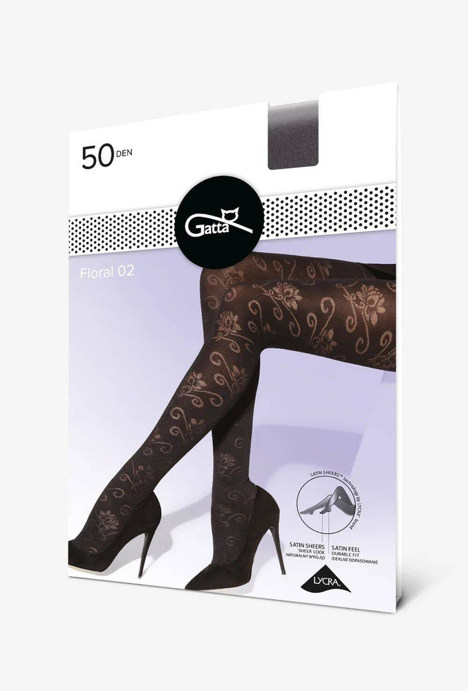 Rajstopy Floral W.02 50 Den Sale - nero