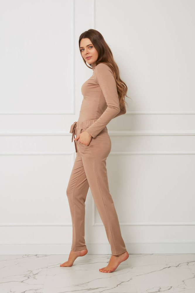 Spodnie - z kokardką plus size tencel OH!ZUZA N&D H25 - karmelowe